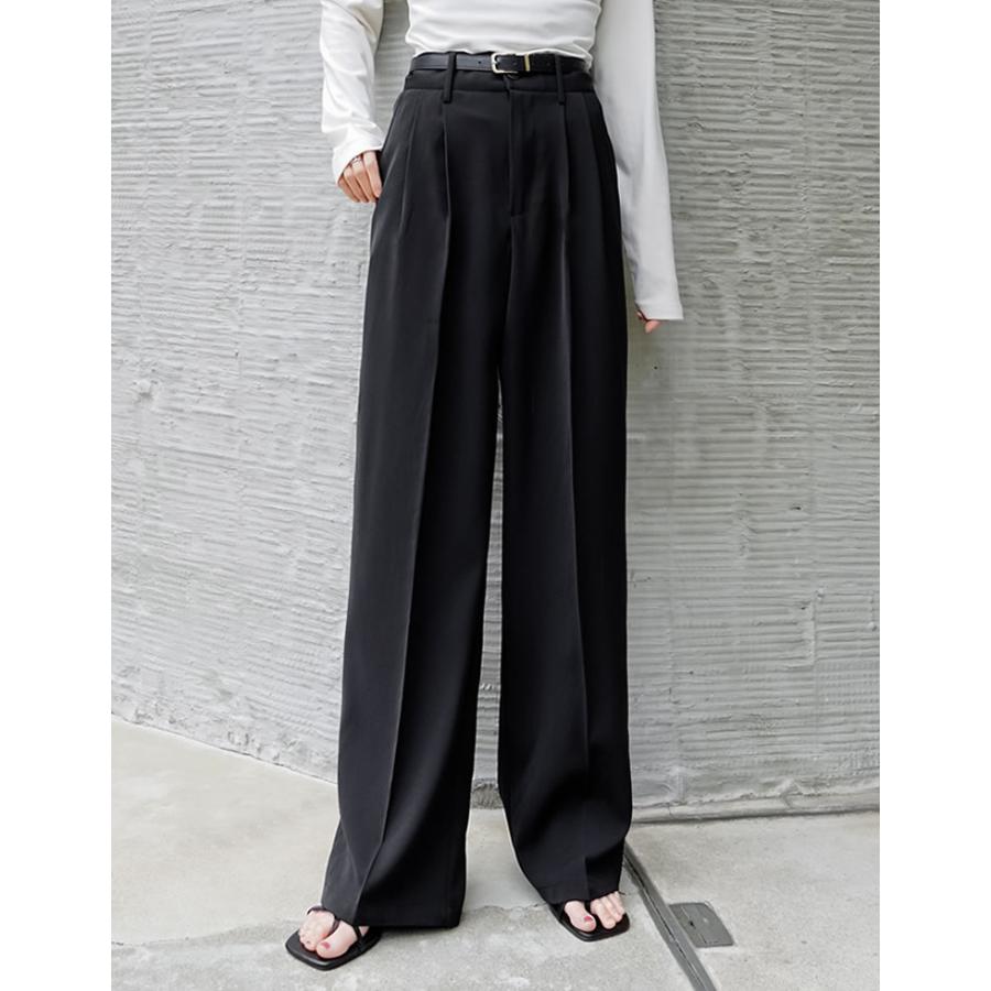 ワイドパンツ レディース パンツ 低身長 高身長 XL スラックス ベルトループ ウエストバックゴム ポケットあり 春夏[mb] | Re:EDIT | 09