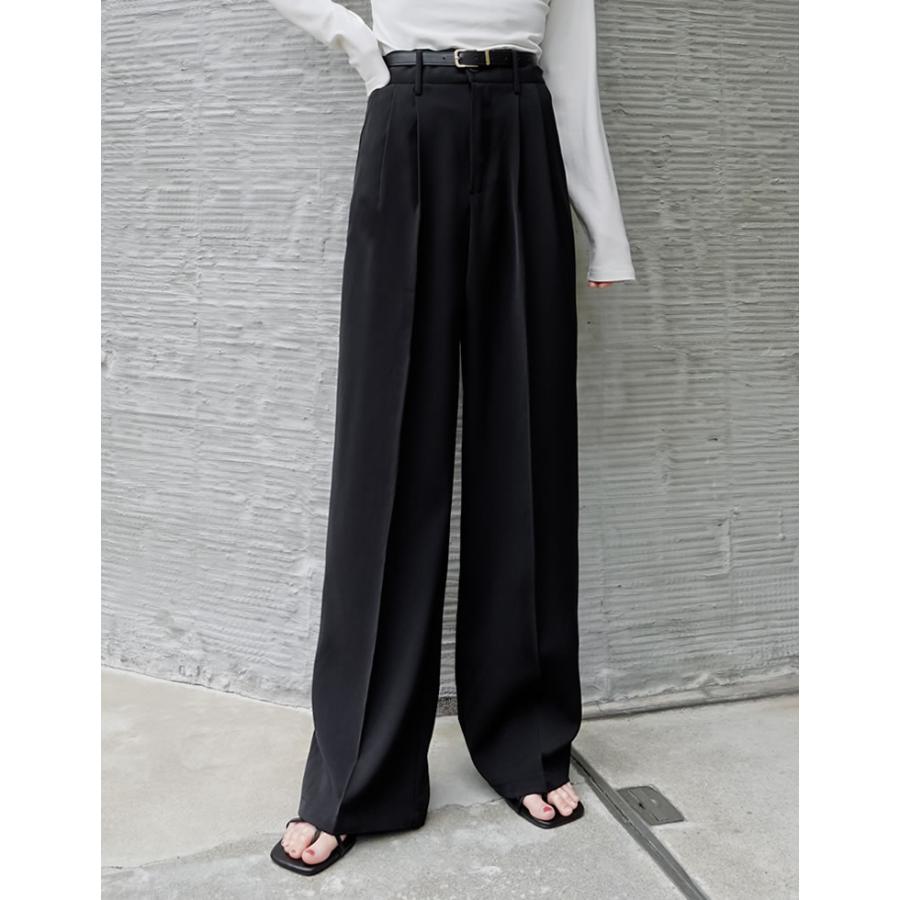 ワイドパンツ レディース パンツ 低身長 高身長 スモール トール XL スラックス ベルトループ ウエストバックゴム ポケットあり 春夏[mb] | Re:EDIT | 12