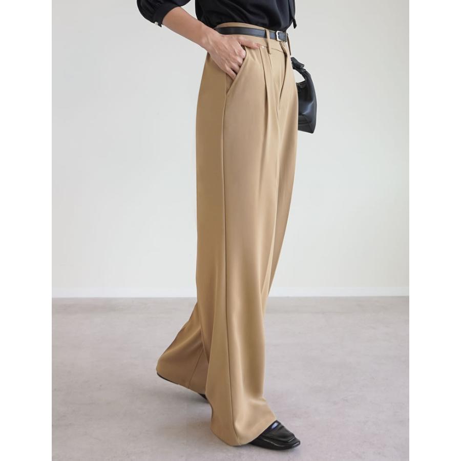 ワイドパンツ レディース パンツ 低身長 高身長 XL スラックス ベルトループ ウエストバックゴム ポケットあり 春夏[mb] | Re:EDIT | 13