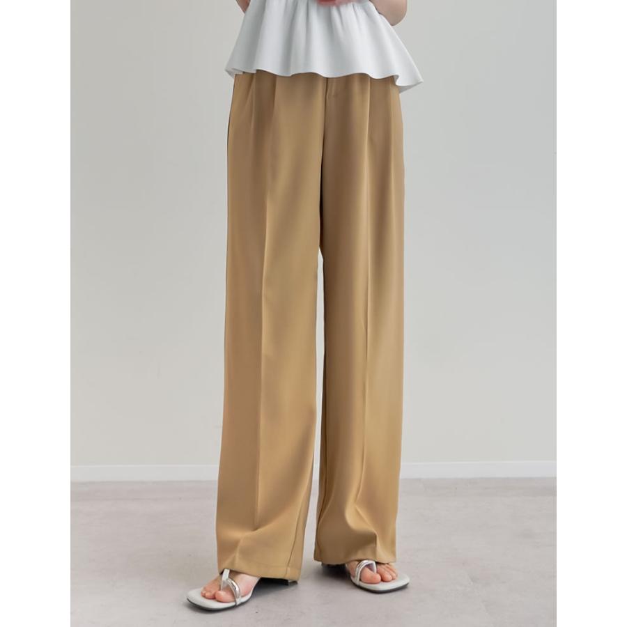 ワイドパンツ レディース パンツ 低身長 高身長 スモール トール XL スラックス ベルトループ ウエストバックゴム ポケットあり 春夏[mb] | Re:EDIT | 15
