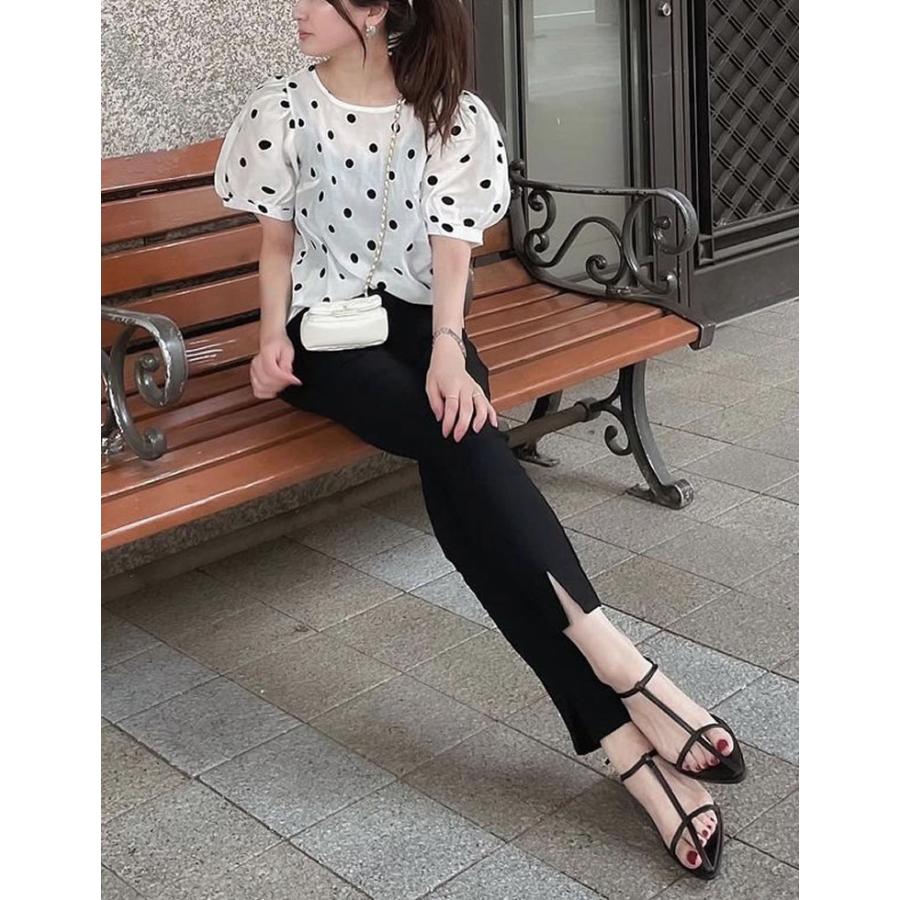 Re:EDIT（リエディ） ドットブラウス レディース 半袖ブラウス シアー