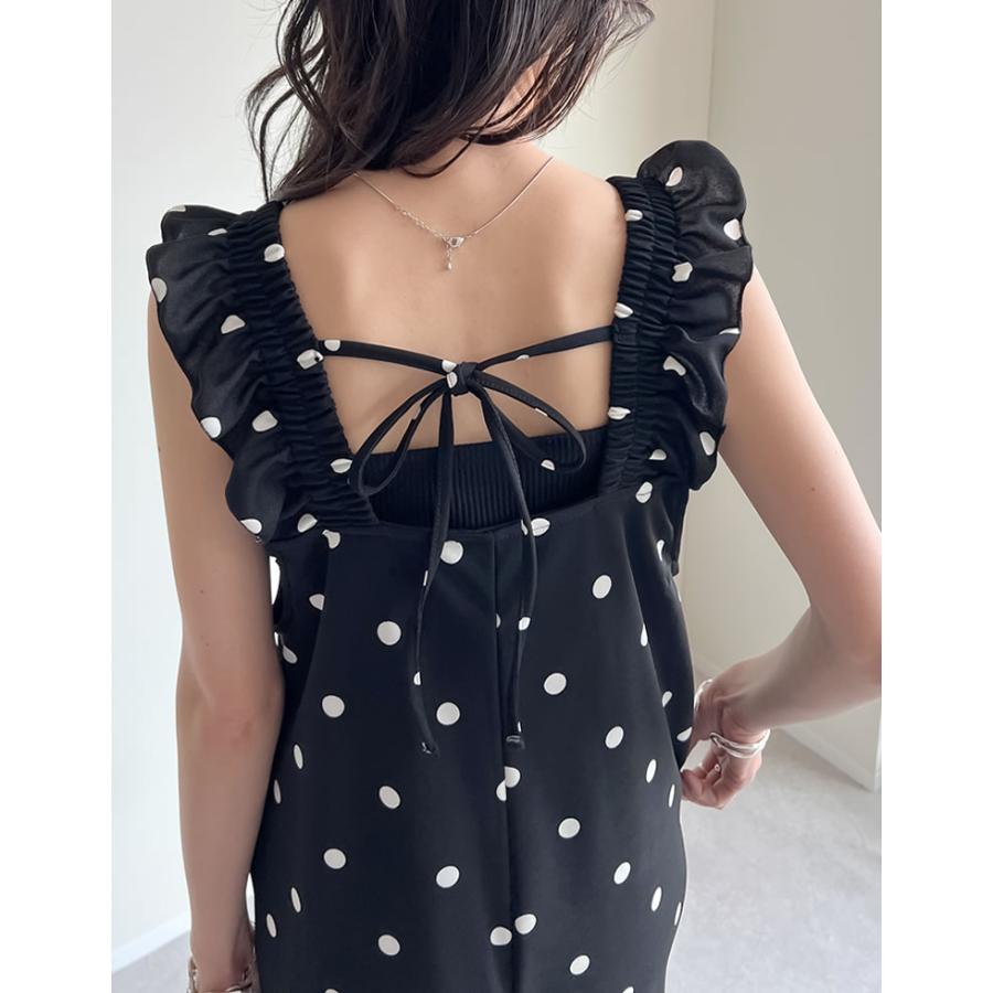 オールインワン レディース フリルストラップ バックリボン マシンウォッシャブル お家で洗える 洗濯機で洗える 低身長 2023春夏 | Re:EDIT | 19