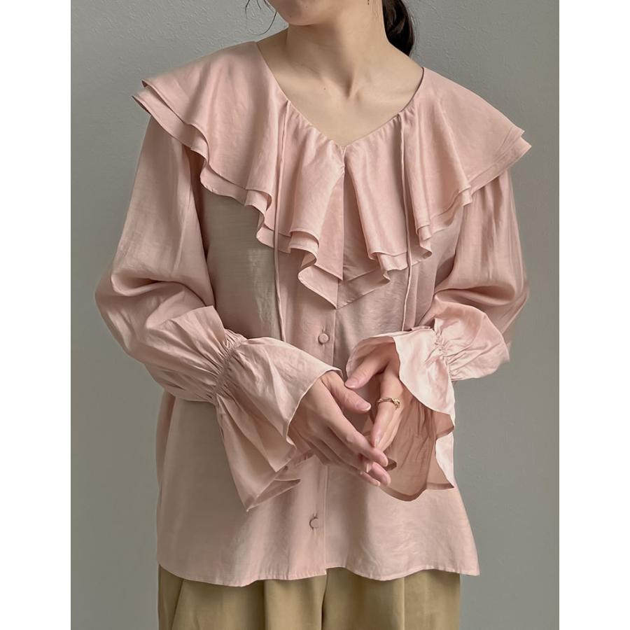 Re:EDIT 長袖 ブラウス シャツ トップス ピンク シアーブラウス ビック