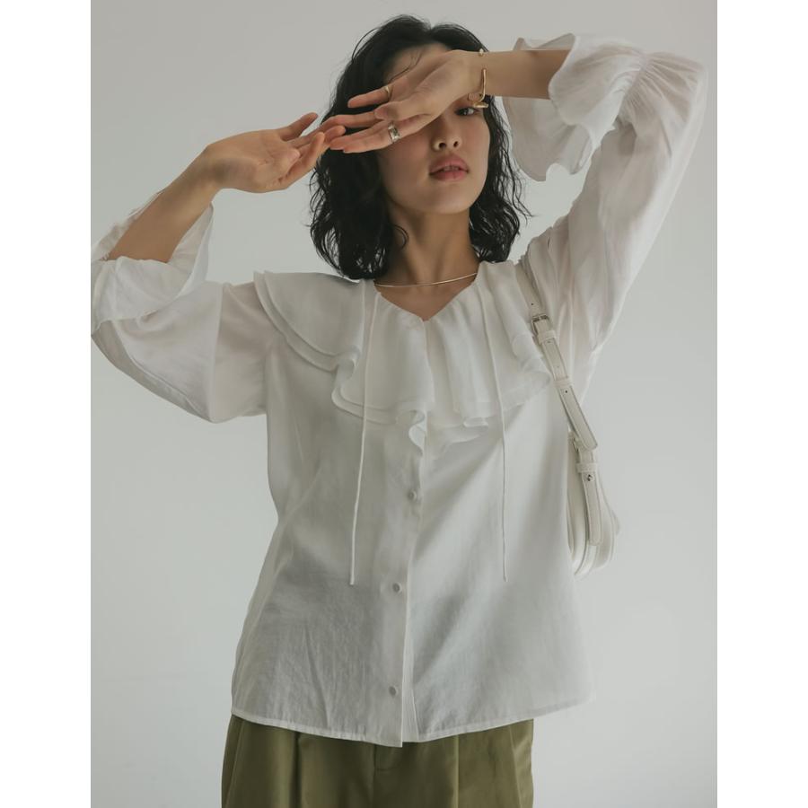 Re:EDIT 長袖 ブラウス シャツ トップス ピンク シアーブラウス ビック