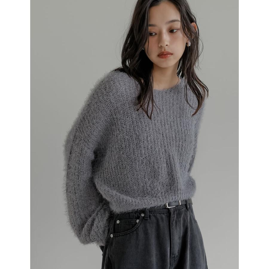 【まとめ買い】 トップス ニット セーター レディース 6色 M/L シャギーニット ボートネック 長袖 起毛ニット ショート丈 新色追加 2025秋冬 | Re:EDIT | 07