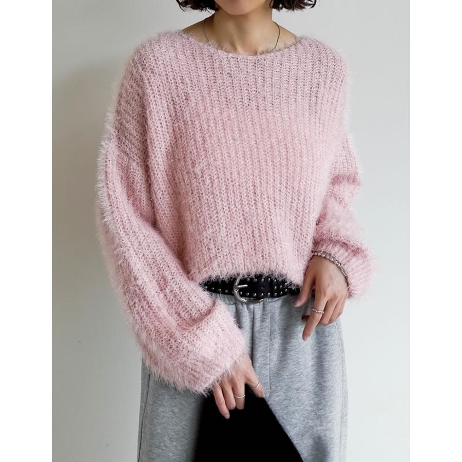 【まとめ買い】 トップス ニット セーター レディース 6色 M/L シャギーニット ボートネック 長袖 起毛ニット ショート丈 新色追加 2025秋冬 | Re:EDIT | 10