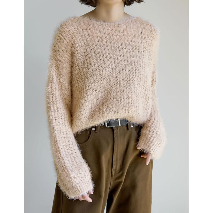 【まとめ買い】 トップス ニット セーター レディース 6色 M/L シャギーニット ボートネック 長袖 起毛ニット ショート丈 新色追加 2025秋冬 | Re:EDIT | 11