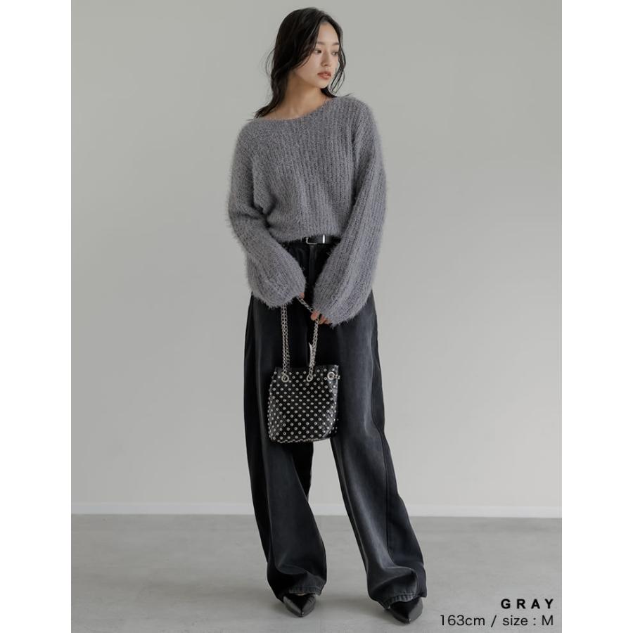 【まとめ買い】 トップス ニット セーター レディース 6色 M/L シャギーニット ボートネック 長袖 起毛ニット ショート丈 新色追加 2025秋冬 | Re:EDIT | 14