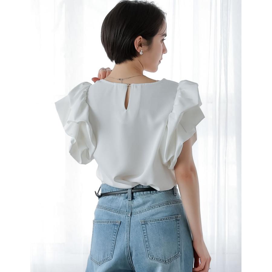 半袖 ブラウス レディース 2色 M/L トップス パフスリーブ 丸首 涙開き セレモニー MEISM 春夏 | MEISM | 17