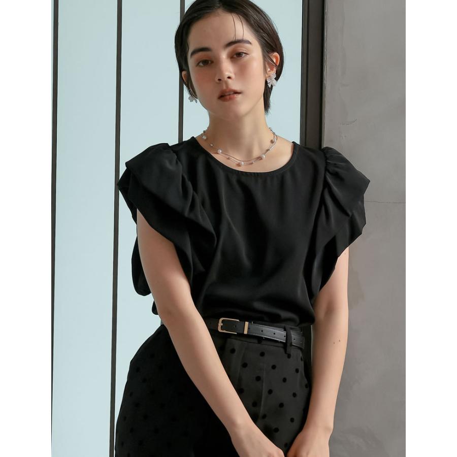 半袖 ブラウス レディース 2色 M/L トップス パフスリーブ 丸首 涙開き セレモニー MEISM 春夏 | MEISM | 04