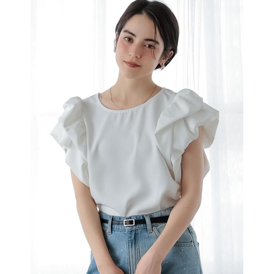 半袖 ブラウス レディース 2色 M/L トップス パフスリーブ 丸首 涙開き セレモニー MEISM 春夏 | MEISM | 05