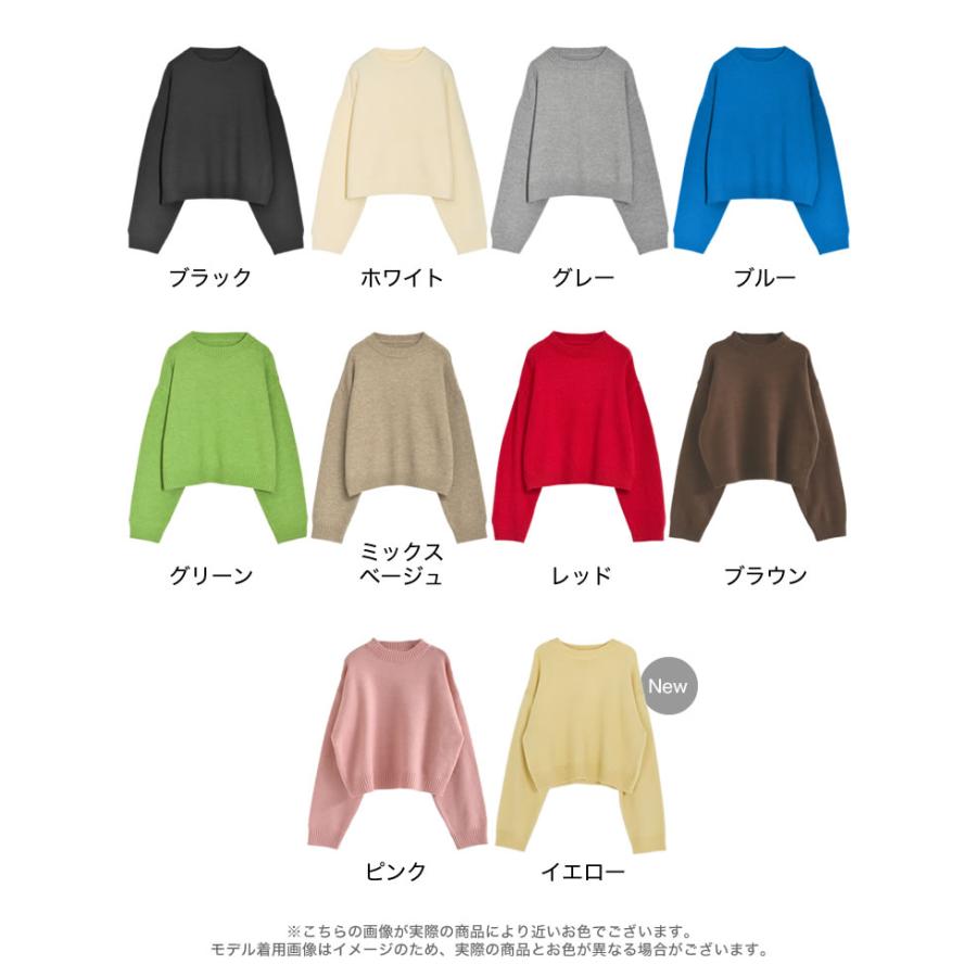 ニット トップス レディース 長袖 10色 M/L プルオーバー セーター クロップド丈 カラーニット 秋冬 | Re:EDIT | 27
