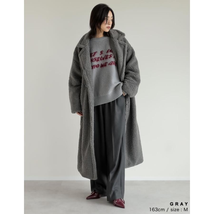 Re:EDIT ボア ロングコート グレー Re:EDIT（リエディ） コート ロング アウター レディース 4色 低身長