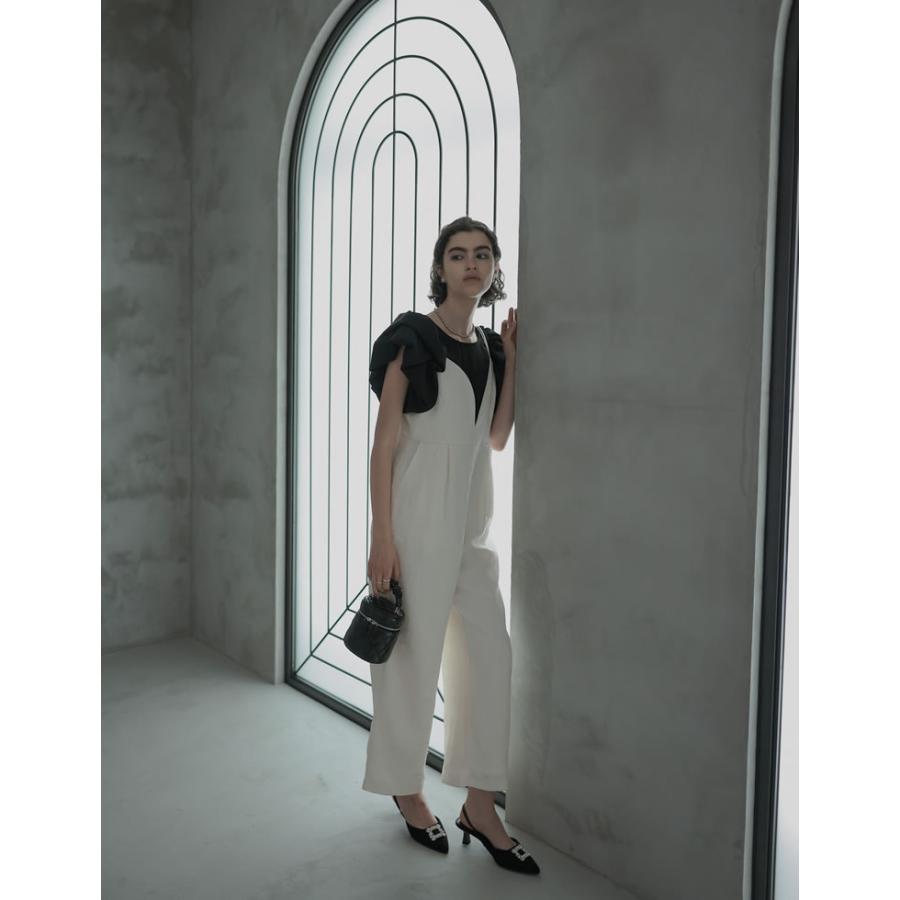 H96 シェリエ sheller 完売品 ドットシャツ オールインワン ブラック