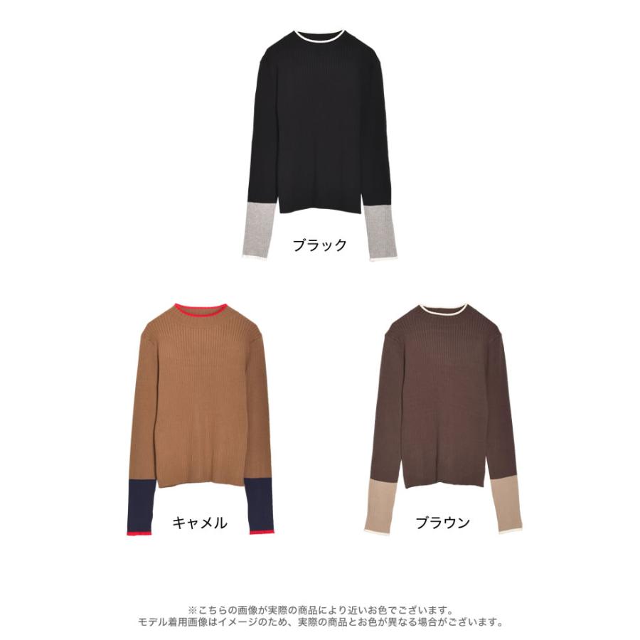トップス レディース ニット トップス セーター 配色 リブニット カラーニット インナー 秋冬 売れてる 定番 ロングセラー マストアイテム | Re:EDIT | 20