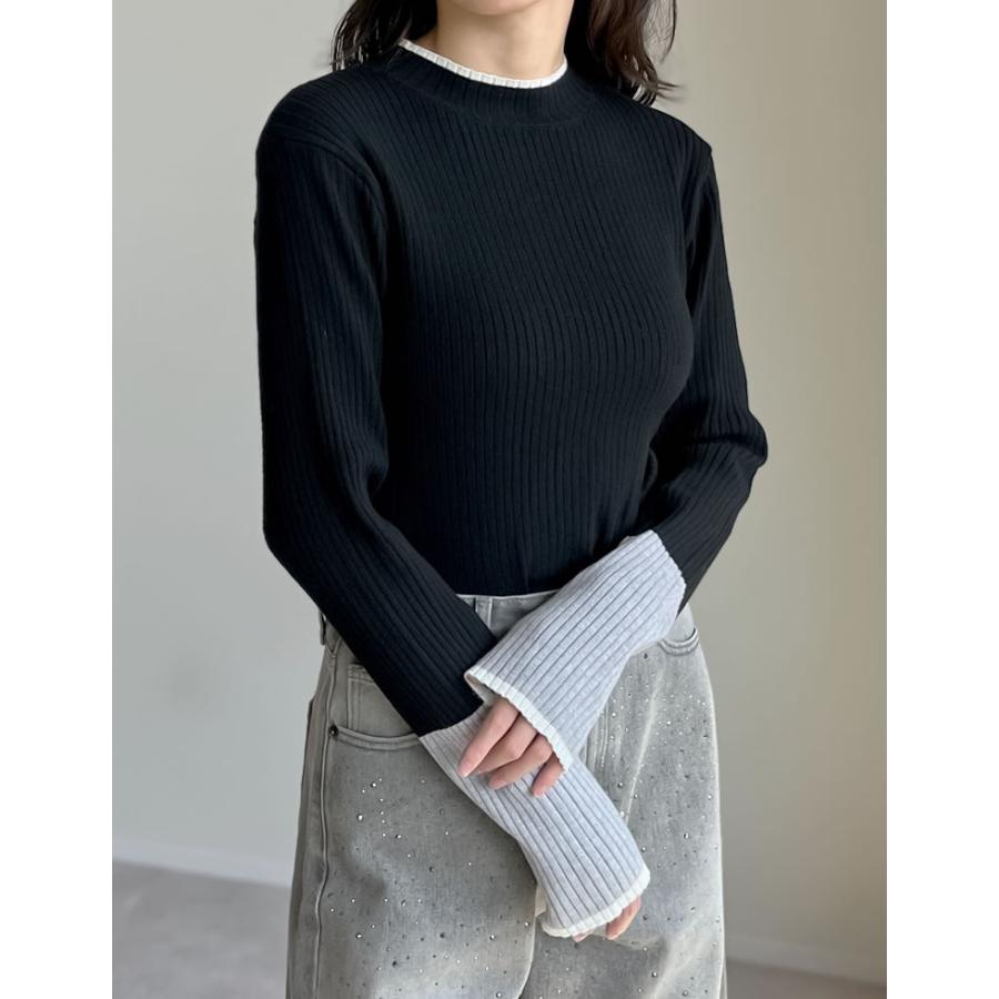 トップス レディース ニット トップス セーター 配色 リブニット カラーニット インナー 秋冬 売れてる 定番 ロングセラー マストアイテム | Re:EDIT | 05