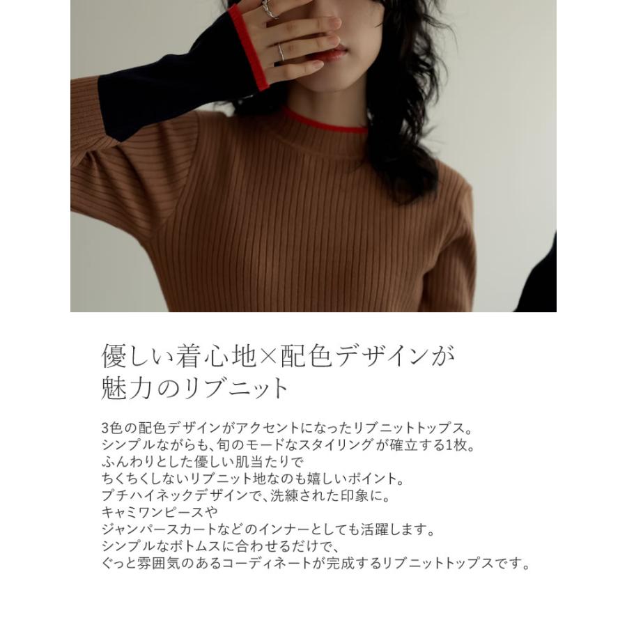 トップス レディース ニット トップス セーター 配色 リブニット カラーニット インナー 秋冬 売れてる 定番 ロングセラー マストアイテム | Re:EDIT | 07