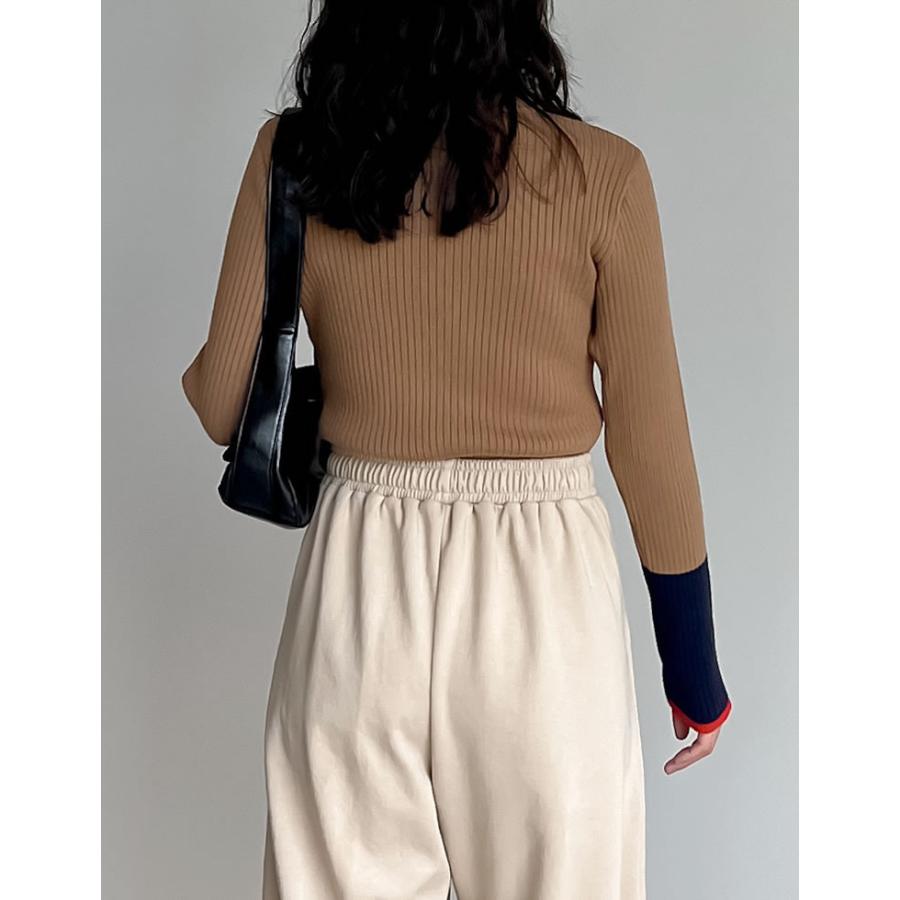 トップス レディース ニット トップス セーター 配色 リブニット カラーニット インナー 秋冬 売れてる 定番 ロングセラー マストアイテム | Re:EDIT | 09