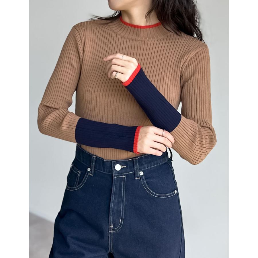 トップス レディース ニット トップス セーター 配色 リブニット カラーニット インナー 秋冬 売れてる 定番 ロングセラー マストアイテム | Re:EDIT | 11
