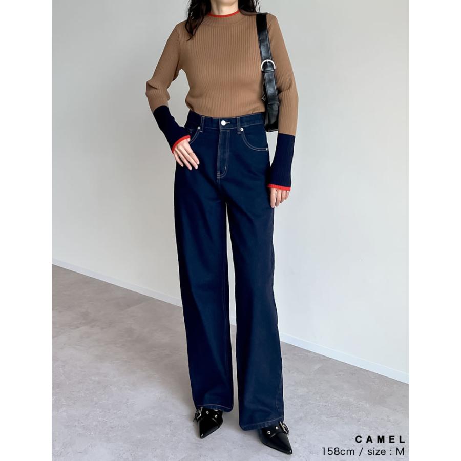 トップス レディース ニット トップス セーター 配色 リブニット カラーニット インナー 秋冬 売れてる 定番 ロングセラー マストアイテム | Re:EDIT | 12