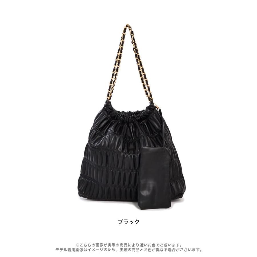 バッグ ポーチ付き レディース チェーンバッグ ショルダーバッグ 肩掛け 大容量 プリーツバッグ 合皮 フェイクレザー 春夏 | Re:EDIT | 10