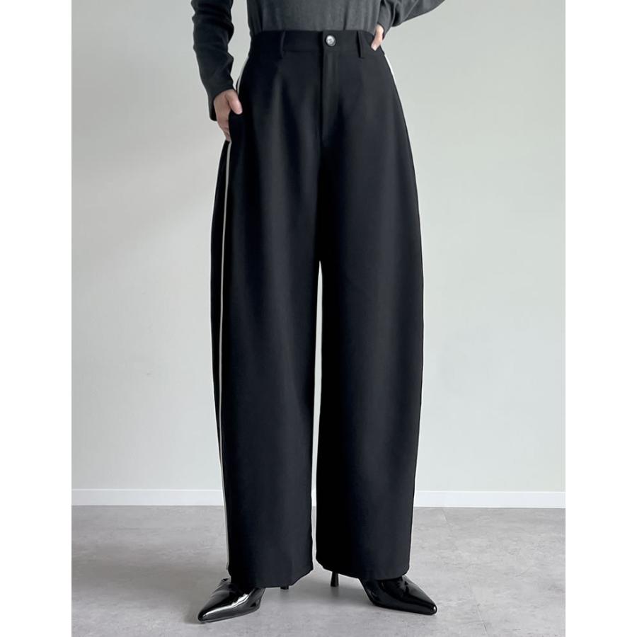 パンツ カーブ バレルレッグ レディース 10色 低身長 高身長 XL ワイド スラックス 体型カバー 秋冬 | Re:EDIT | 21