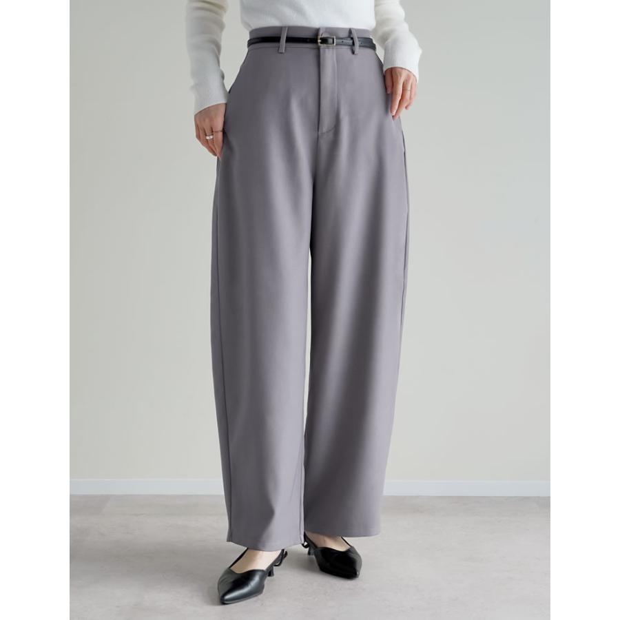 パンツ カーブ バレルレッグ レディース 10色 低身長 高身長 XL ワイド スラックス 体型カバー 秋冬 | Re:EDIT | 19