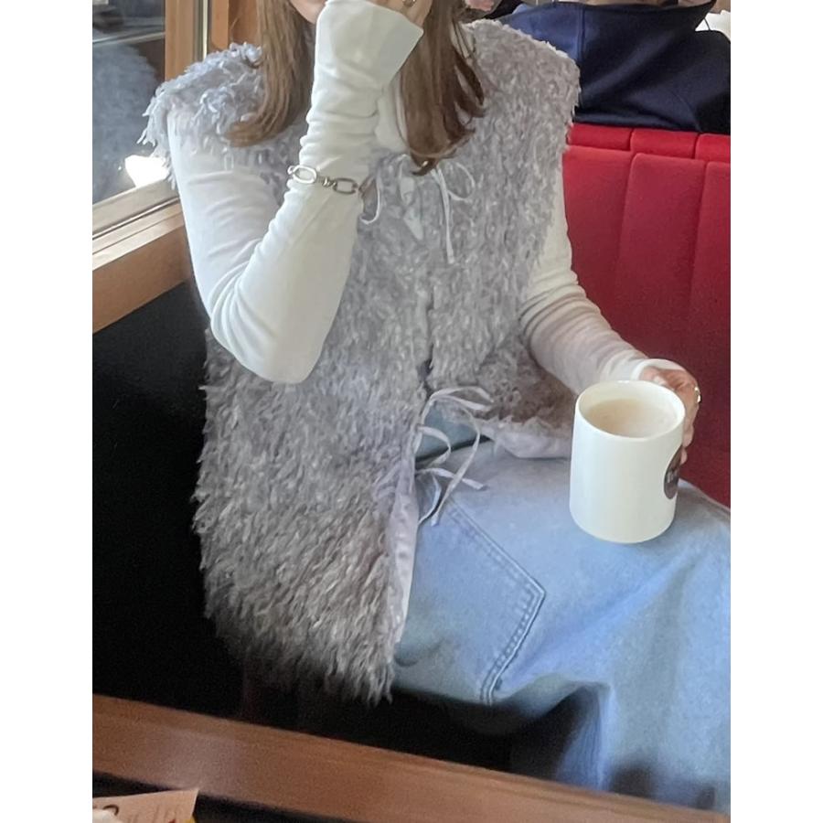 Re:EDIT（リエディ） ベスト レディース トップス フェザー リボン付き