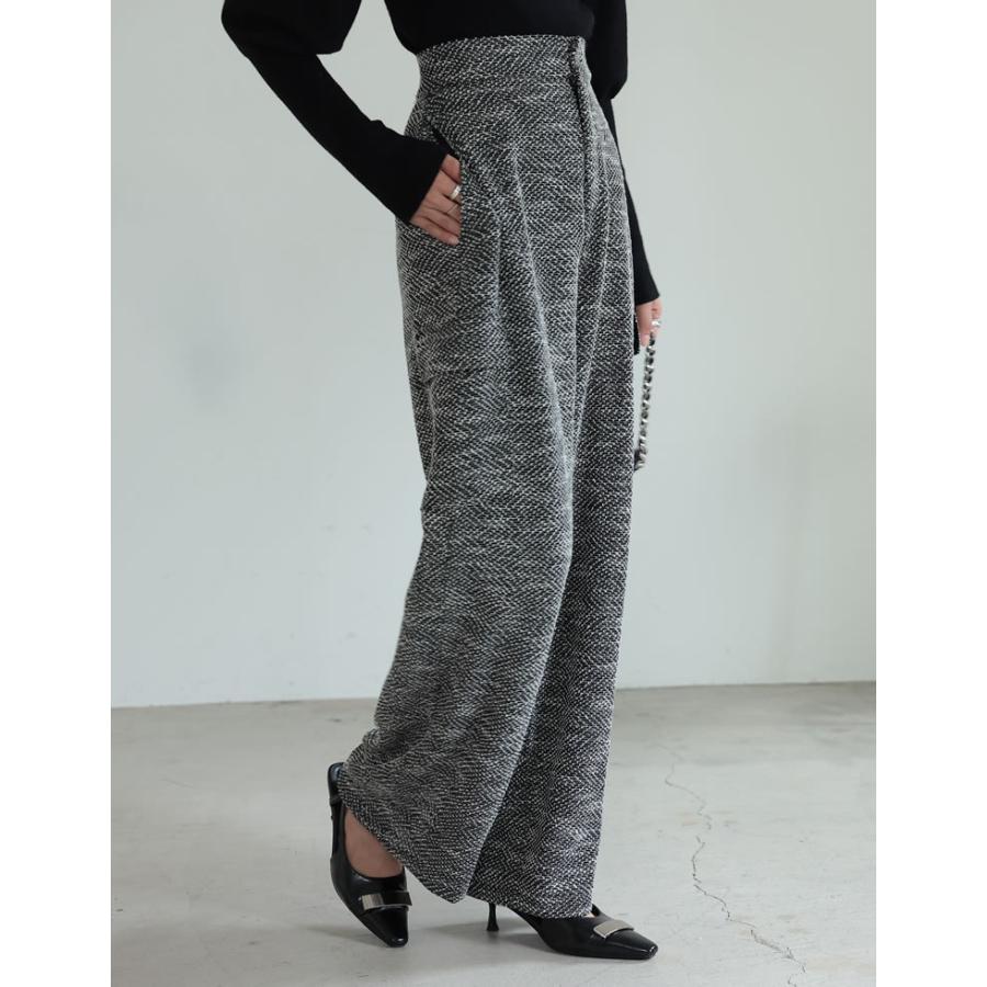 インディゴラメへリンボン イージー ワークパンツ Re:EDIT カーゴパンツ レディース ツイードパンツ パンツ