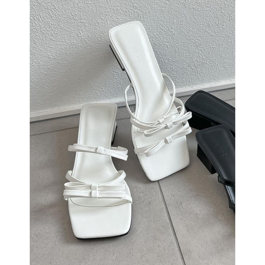 Re:EDIT（リエディ） サンダル レディース スクエアトゥ リボンベルト