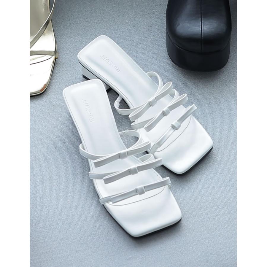 Re:EDIT（リエディ） サンダル レディース スクエアトゥ リボンベルト