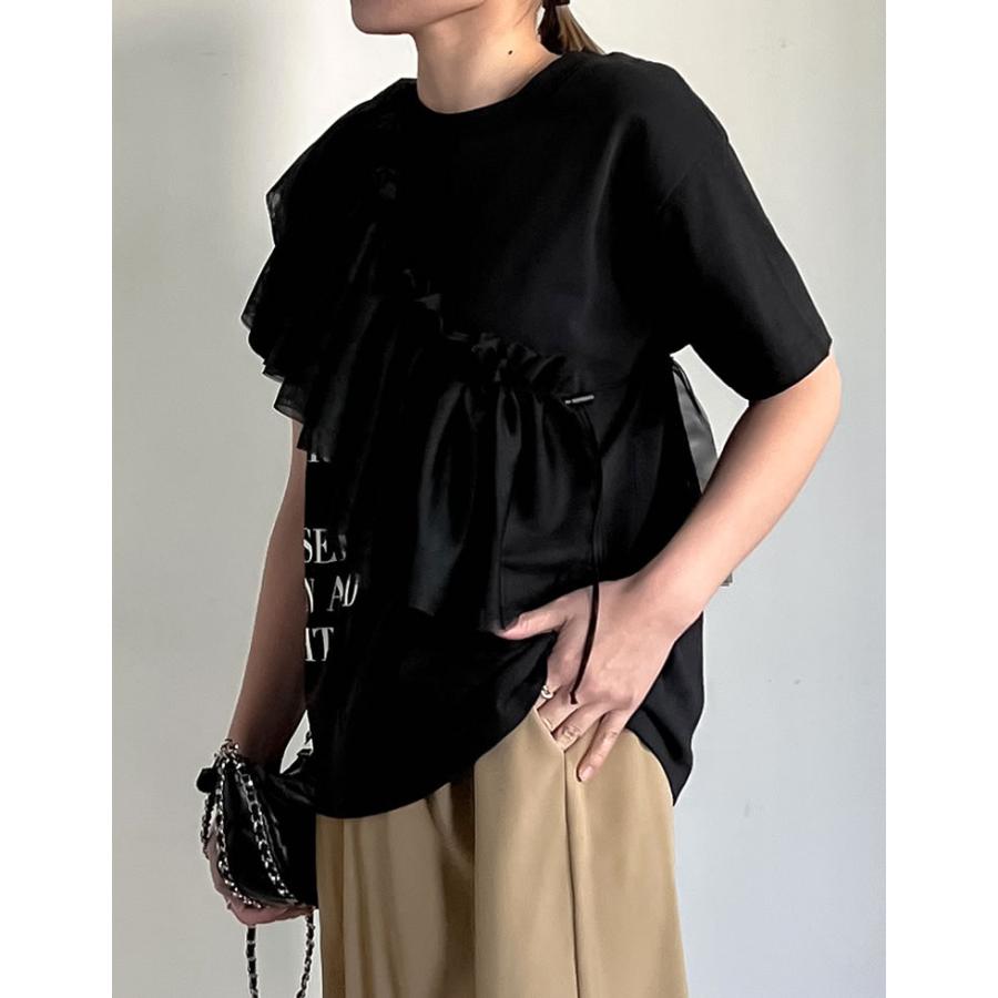 yori フリル襟　ビッグTee フリル襟ブラウス 40代 フリル襟 ボリューム 袖 ブラウス ビッグカラー