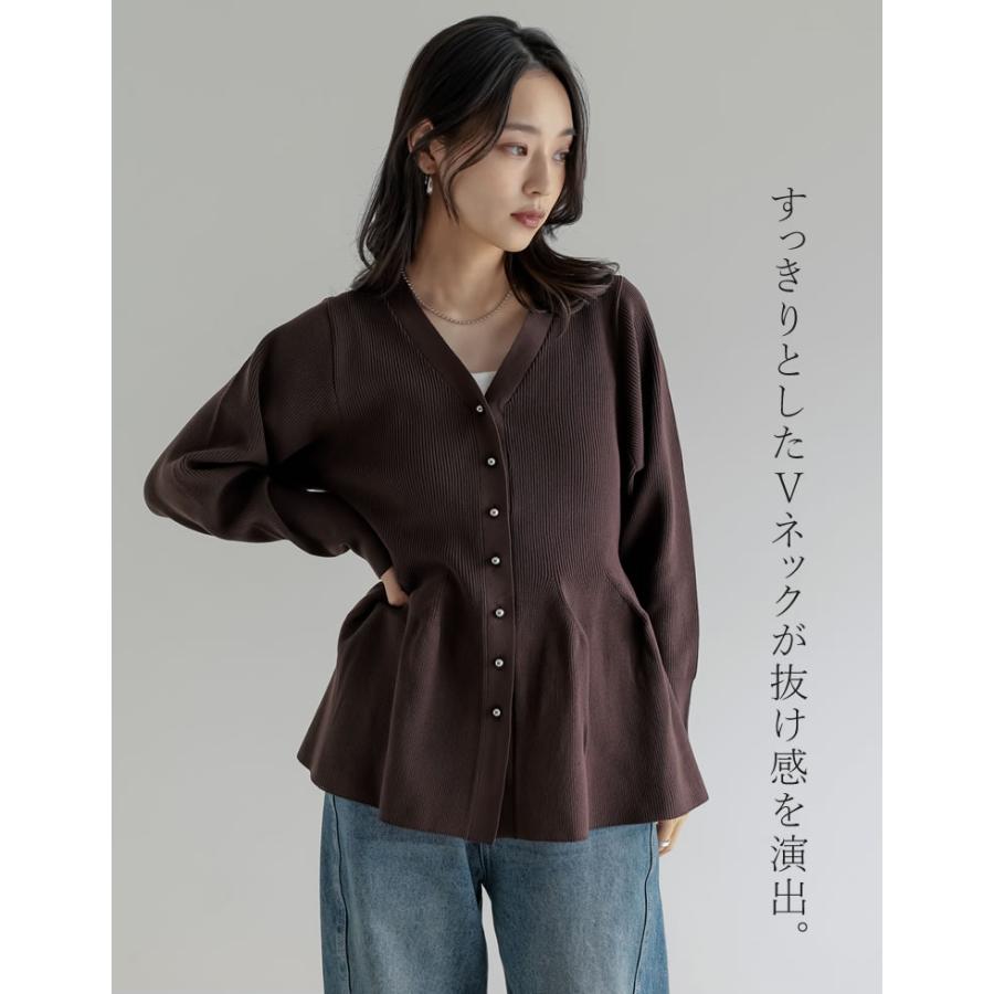 カーディガン レディース トップス スポンジニット 羽織り メタルボタン オケージョン 体型カバー 春夏 | Re:EDIT | 16