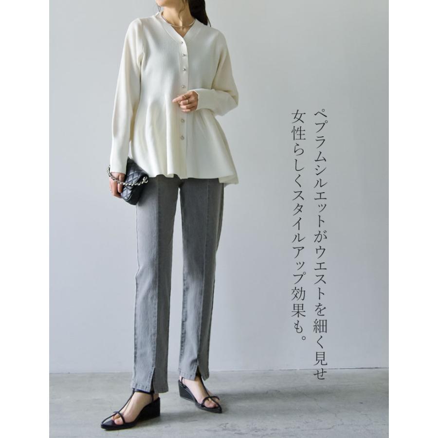 カーディガン レディース トップス スポンジニット 羽織り メタルボタン オケージョン 体型カバー 春夏 | Re:EDIT | 17