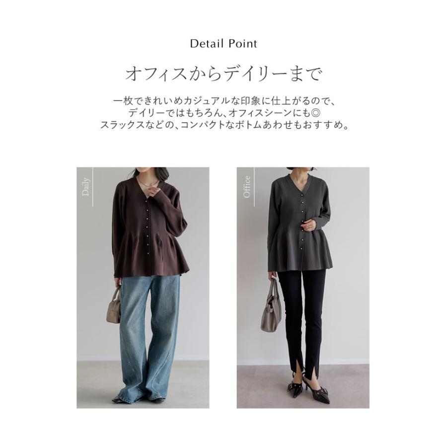 カーディガン レディース トップス スポンジニット 羽織り メタルボタン オケージョン 体型カバー 春夏 | Re:EDIT | 18