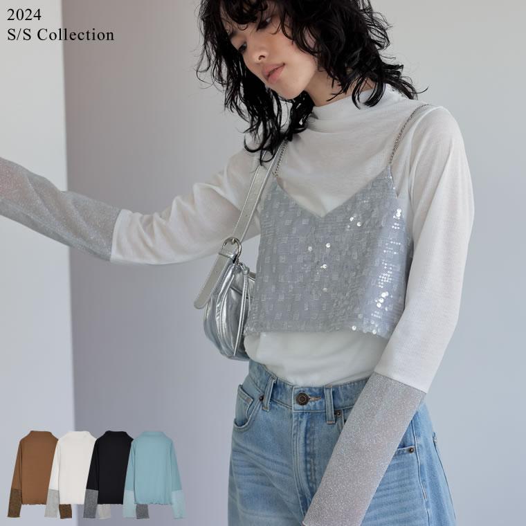 Re:EDIT シアートップス レディース ラメトップス トップス Re:EDIT シアートップス レディース ラメトップス トップス