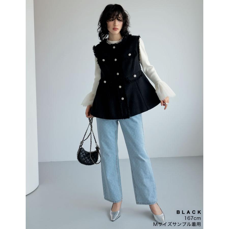 【値下げ】 ベスト ジレ Lサイズ SLIM TAPERED】【春夏】ジレ(ベスト)/ブラック×ウィンドペン/4S