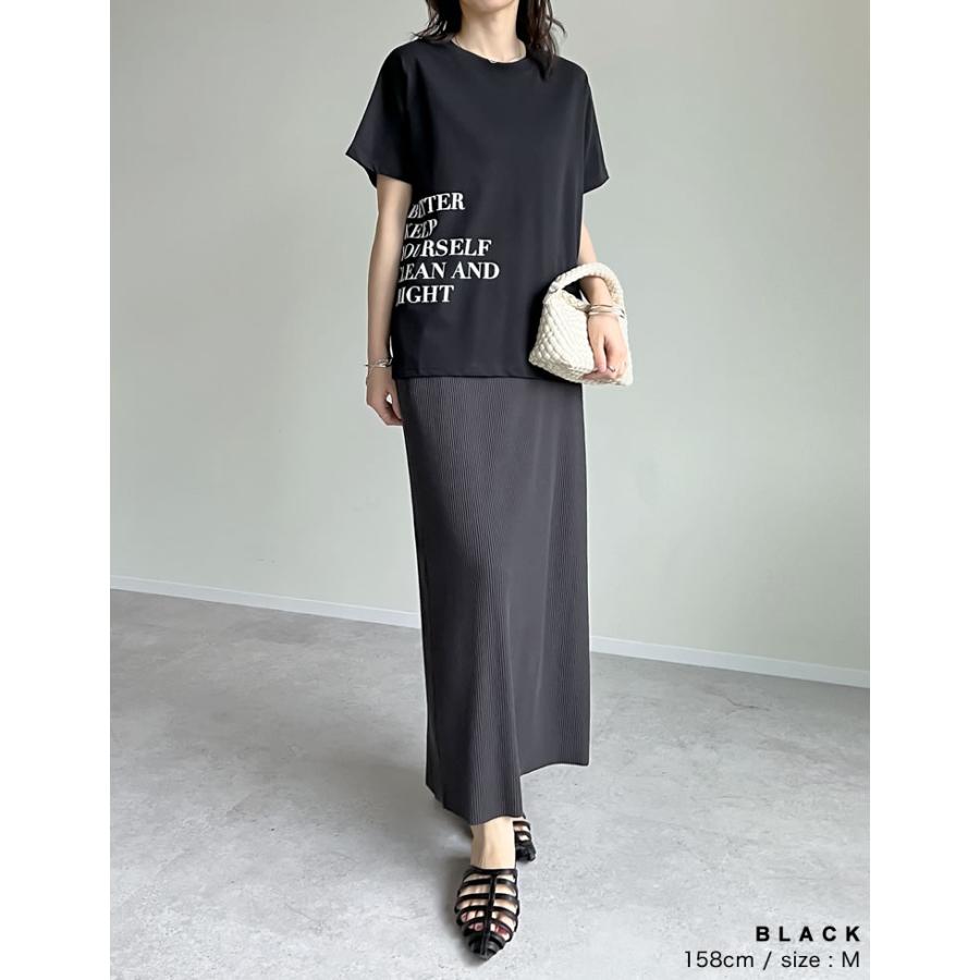 Tシャツ レディース カットソー クルーネック ロゴT 半袖 ミドル丈 接触冷感 UVカット 日焼け対策 紫外線対策 春夏[mb] | Re:EDIT | 14