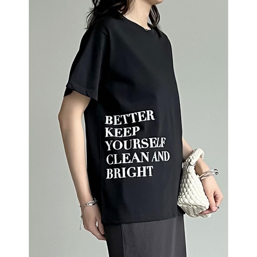 Tシャツ レディース カットソー クルーネック ロゴT 半袖 ミドル丈 接触冷感 UVカット 日焼け対策 紫外線対策 春夏[mb] | Re:EDIT | 15