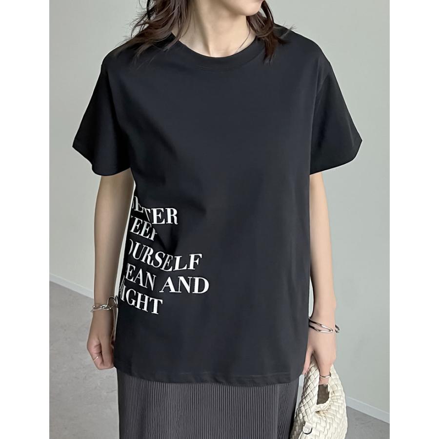 Tシャツ レディース カットソー クルーネック ロゴT 半袖 ミドル丈 接触冷感 UVカット 日焼け対策 紫外線対策 春夏[mb] | Re:EDIT | 17