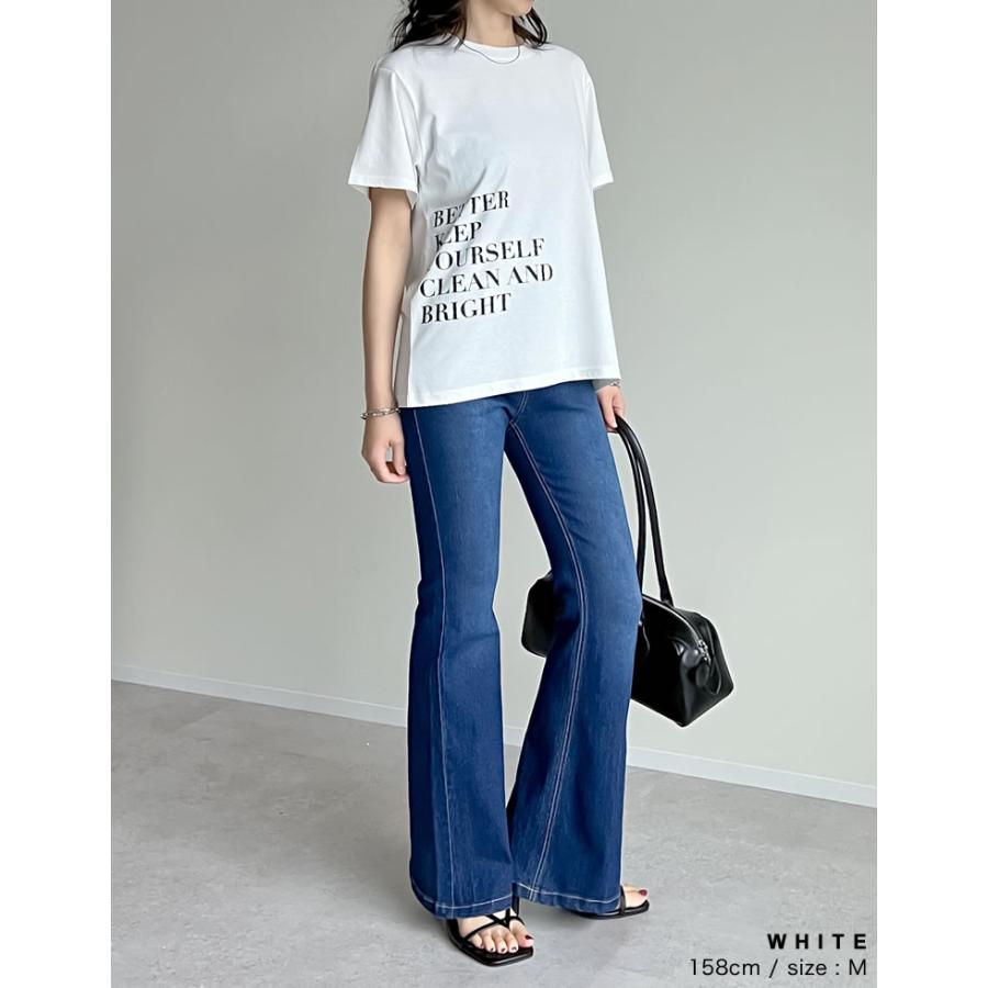 Tシャツ レディース カットソー クルーネック ロゴT 半袖 ミドル丈 接触冷感 UVカット 日焼け対策 紫外線対策 春夏[mb] | Re:EDIT | 18