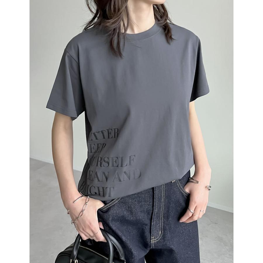 Tシャツ レディース カットソー クルーネック ロゴT 半袖 ミドル丈 接触冷感 UVカット 日焼け対策 紫外線対策 春夏[mb] | Re:EDIT | 04