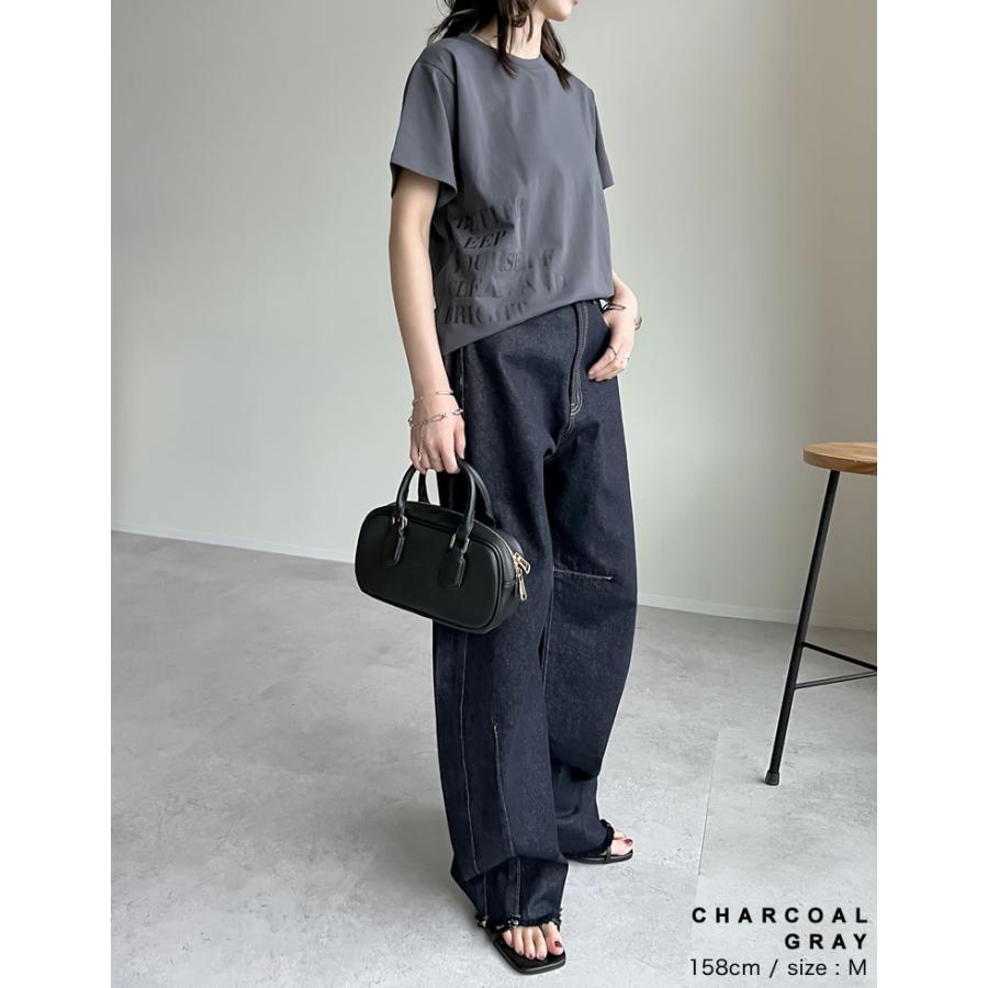 Tシャツ レディース カットソー クルーネック ロゴT 半袖 ミドル丈 接触冷感 UVカット 日焼け対策 紫外線対策 春夏[mb] | Re:EDIT | 09