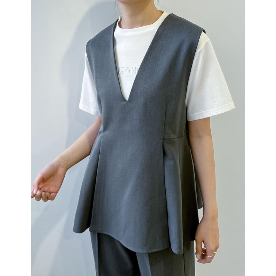 美品　yori  ダブルフレアベスト KOBE LETTUCE（神戸レタス） ベスト レディース Vネック ツイード