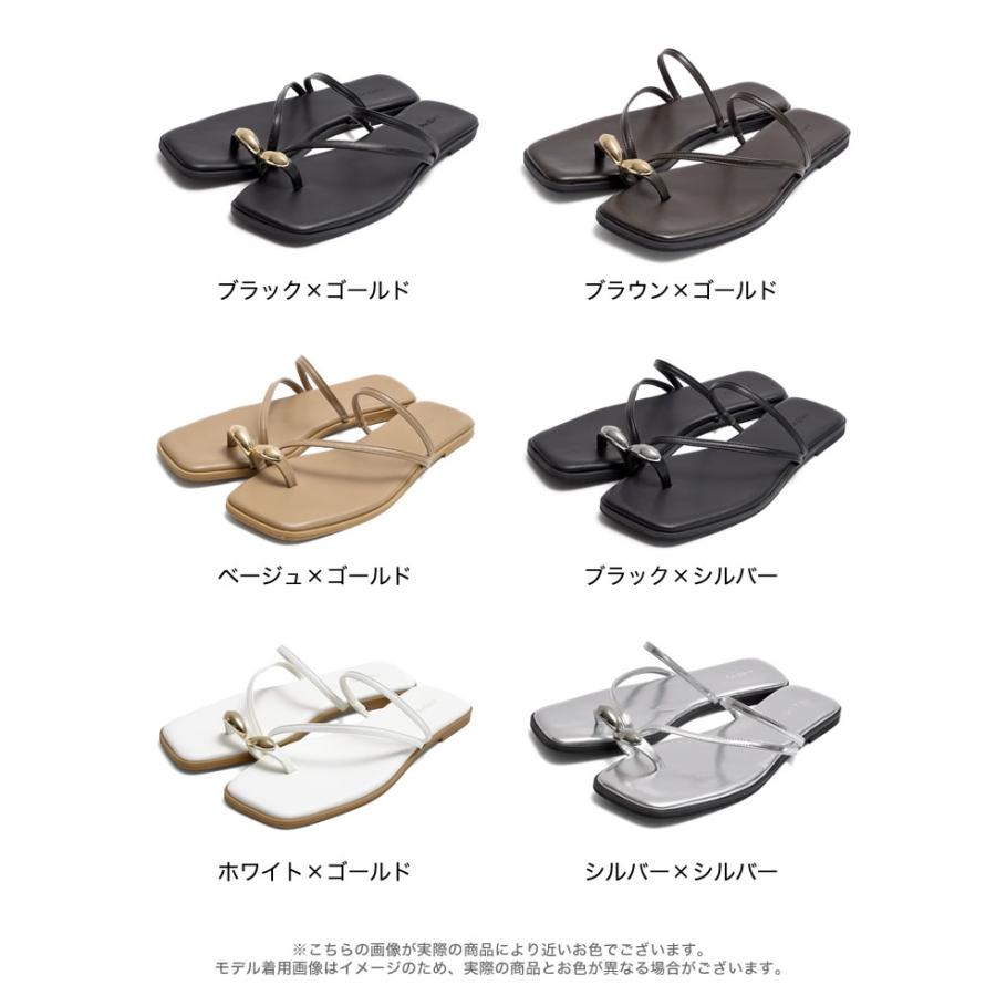 トングサンダル レディース サンダル リングサンダル フラット サムリング メタル パーツ ビーチサンダル リゾート 海 旅行 春夏 | Re:EDIT | 23
