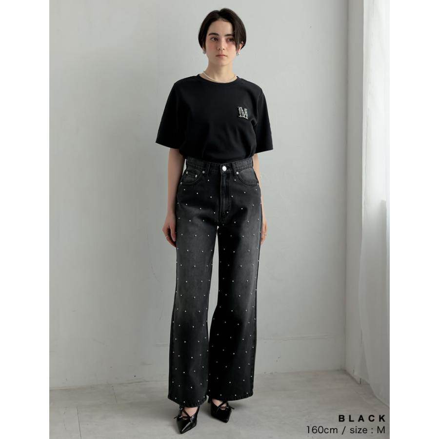 Re:EDIT Tシャツ カットソー ロゴT レディース ビジュー Re:EDIT Tシャツ カットソー ロゴT レディース ビジュー