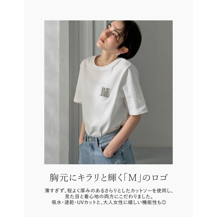 Tシャツ レディース トップス カットソー ロゴT  ビジュー 半袖 速乾 吸水 UVカット 紫外線カット 2025春夏 | Re:EDIT | 06