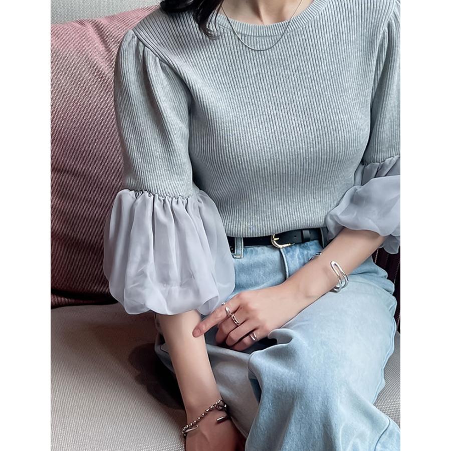 Re:EDIT リブニット レディース トップス サマーニット 七分袖