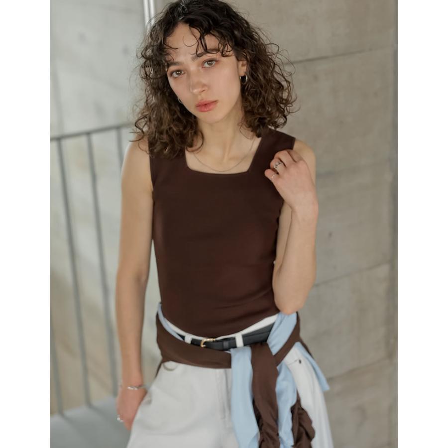 タンクトップ レディース トップス M/L ブラ紐隠し リブニット インナー キャミソール 前後2WAY 涼感 返品交換不可 春夏[mb] | Re:EDIT | 17