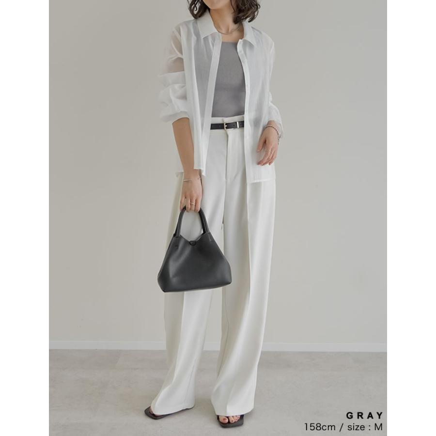 タンクトップ レディース トップス M/L ブラ紐隠し リブニット インナー キャミソール 前後2WAY 涼感 返品交換不可 春夏[mb] | Re:EDIT | 22